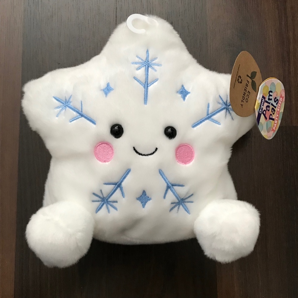 NWT 8" Original Palm Pals Party-Sized Eco Friendly Glisten Snowflake Plush Cute